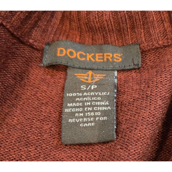 Dockers Mens Sweater Small Red Black Plaid 1/4 Zip Pullover Knit Top - Picture 3 of 7